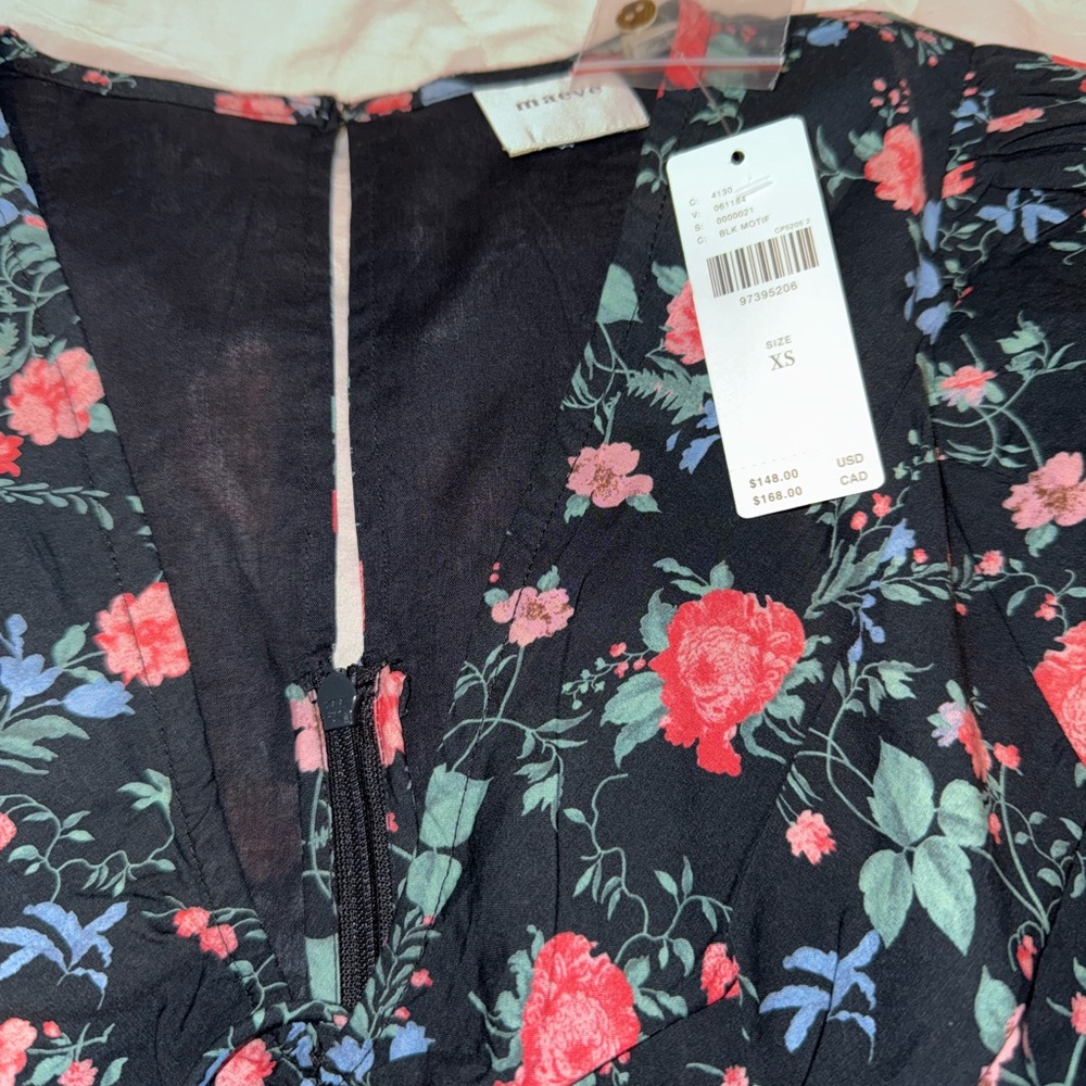 Maeve Black and Red Sleeveless V-Neck Sundress